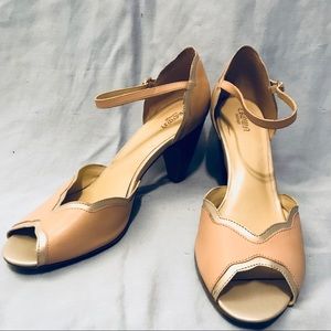 Crown Vintage Ankle Strap Vegan Leather Heels